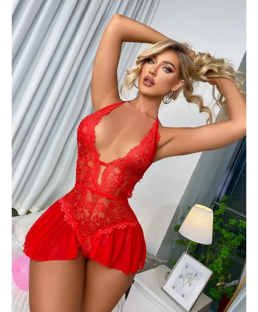 Body Sexy De Encaje Transparente Javi - Imagen 4