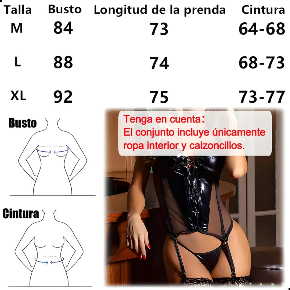 Conjunto De Lencería Mujer Sexy Cuero Erotica Ropa Intima - Imagen 5