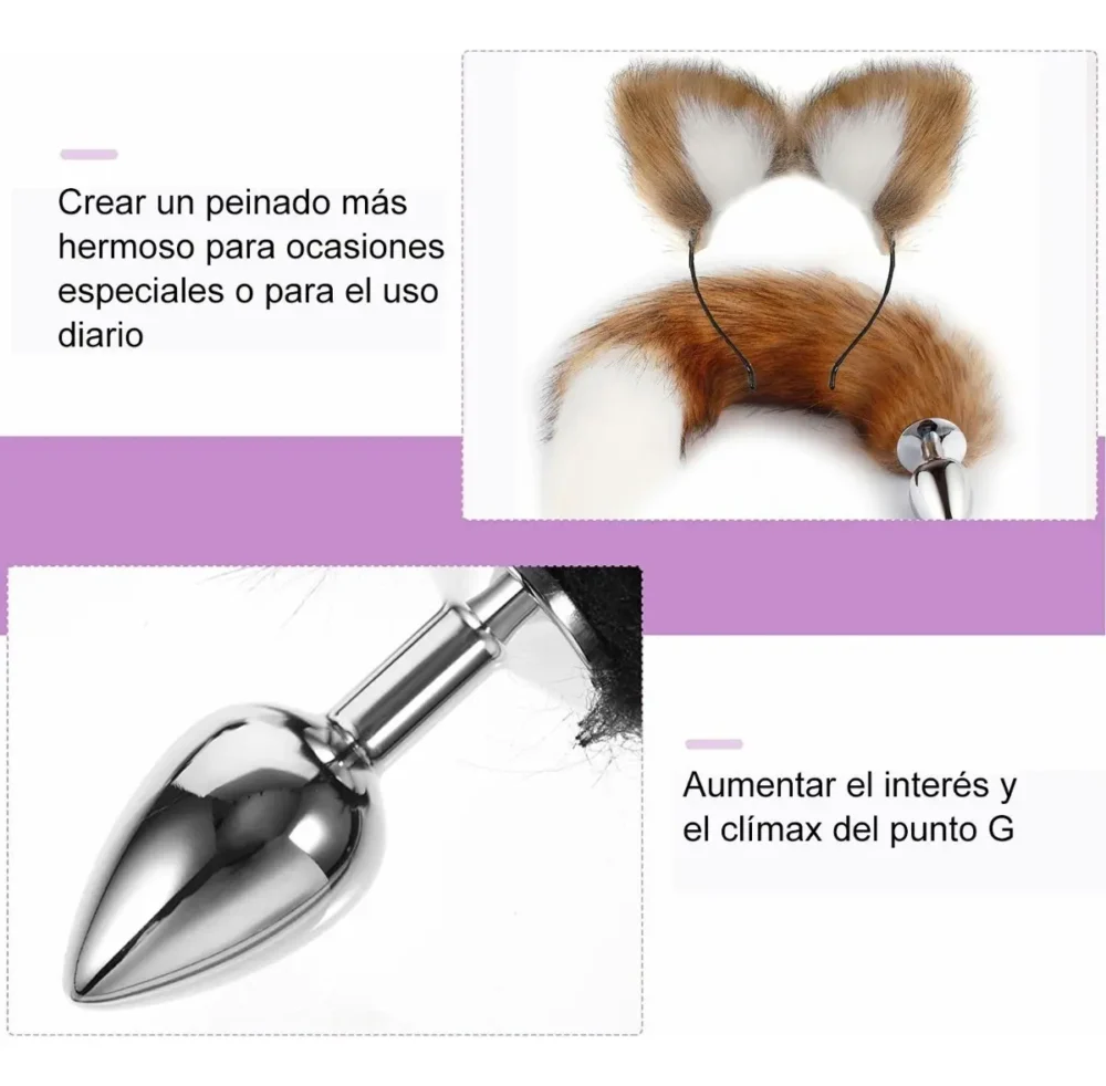 Set De Orejas + Plug Anal con Cola de Zorro - Imagen 5