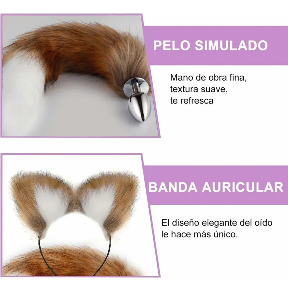 Set De Orejas + Plug Anal con Cola de Zorro - Imagen 4